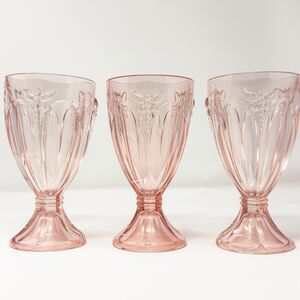 Lenox Butterfly Meadow Dragonfly Pink Wine Goblets Glasses Set of 3